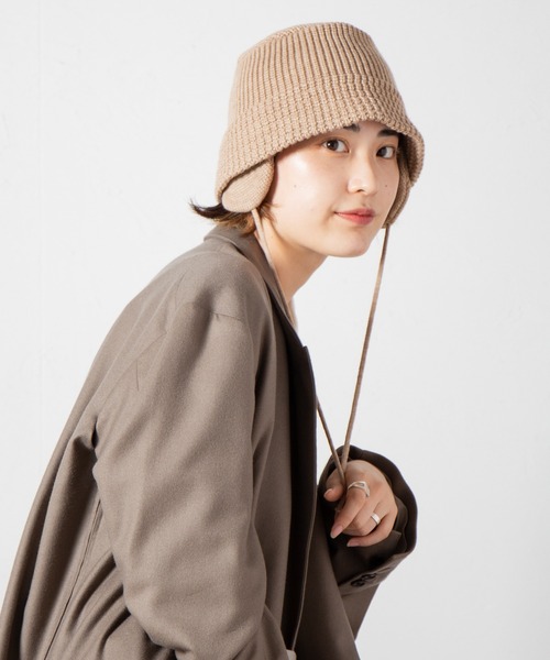 RACAL（ラカル）の「Ear-Pad Knit Bucket Hat / イヤーパッド付きニットバケットハット（ニットキャップ/ビーニー・レディース・ブラック/オレンジ/オフホワイト/チャコールグレー/ベージュ・FREE）」の11枚目の写真