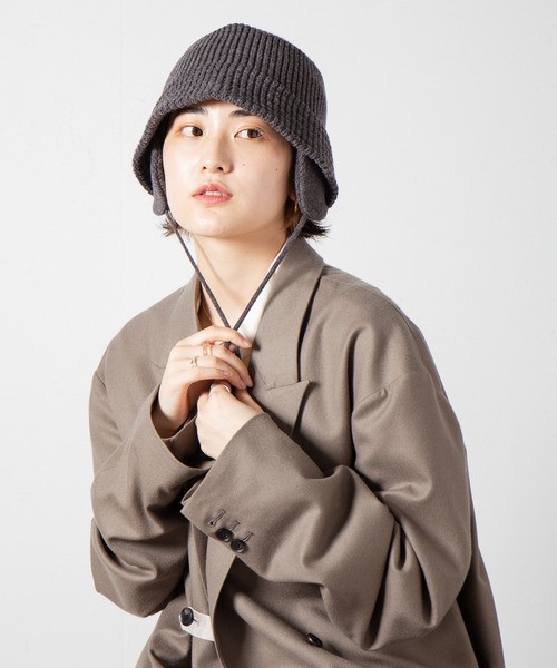 RACAL（ラカル）の「Ear-Pad Knit Bucket Hat / イヤーパッド付きニットバケットハット（ニットキャップ/ビーニー・レディース・ブラック/オレンジ/オフホワイト/チャコールグレー/ベージュ・FREE）」の12枚目の写真