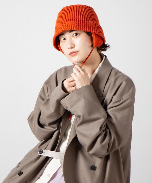 RACAL（ラカル）の「Ear-Pad Knit Bucket Hat / イヤーパッド付きニットバケットハット（ニットキャップ/ビーニー・レディース・ブラック/オレンジ/オフホワイト/チャコールグレー/ベージュ・FREE）」の17枚目の写真