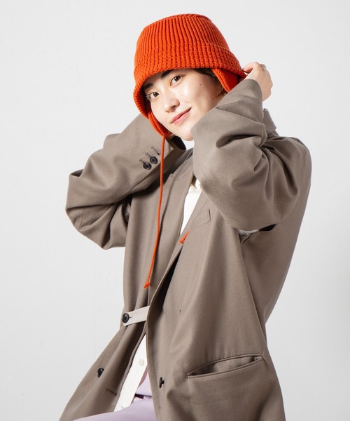 RACAL（ラカル）の「Ear-Pad Knit Bucket Hat / イヤーパッド付きニットバケットハット（ニットキャップ/ビーニー・レディース・ブラック/オレンジ/オフホワイト/チャコールグレー/ベージュ・FREE）」の13枚目の写真