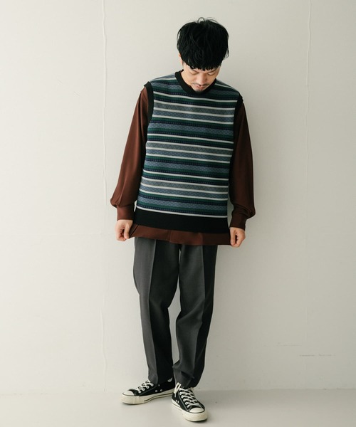 ITEMS URBANRESEARCH（アイテムズ アーバンリサーチ）の「フェアアイルパターン JQDニットベスト（ニット/セーター・メンズ・ブラウン/ブルー/グリーン・MEDIUM/LARGE）」の8枚目の写真