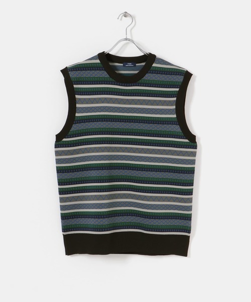 ITEMS URBANRESEARCH（アイテムズ アーバンリサーチ）の「フェアアイルパターン JQDニットベスト（ニット/セーター・メンズ・ブラウン/ブルー/グリーン・MEDIUM/LARGE）」の6枚目の写真