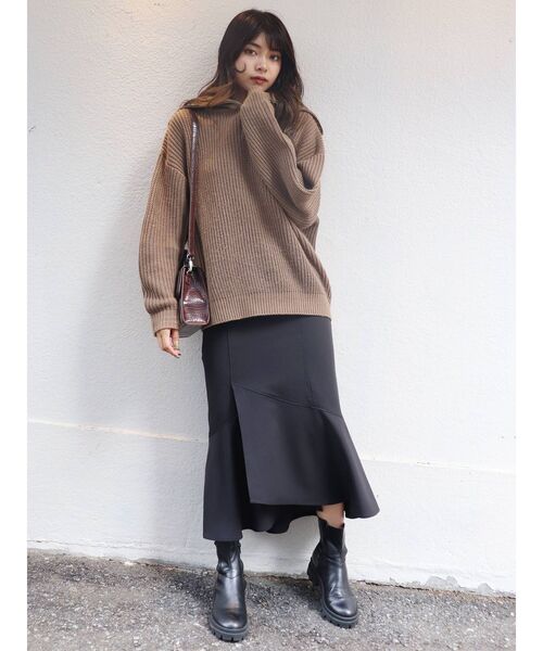 MURUA（ムルーア）の「シャーリングアシメフレアスカート（スカート・レディース・ブラック/ベージュ/ダークグレー・1/2）」の7枚目の写真