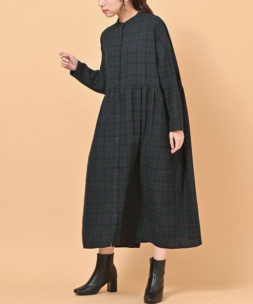 rps（アールピーエス）の「ネル前開きワンピース（ワンピース・レディース・モカ/ネイビー/グリーン/グレー/ブラック・フリー）」の4枚目の写真