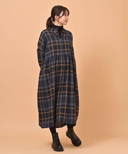 rps（アールピーエス）の「ネル前開きワンピース（ワンピース・レディース・モカ/ネイビー/グリーン/グレー/ブラック・フリー）」の10枚目の写真