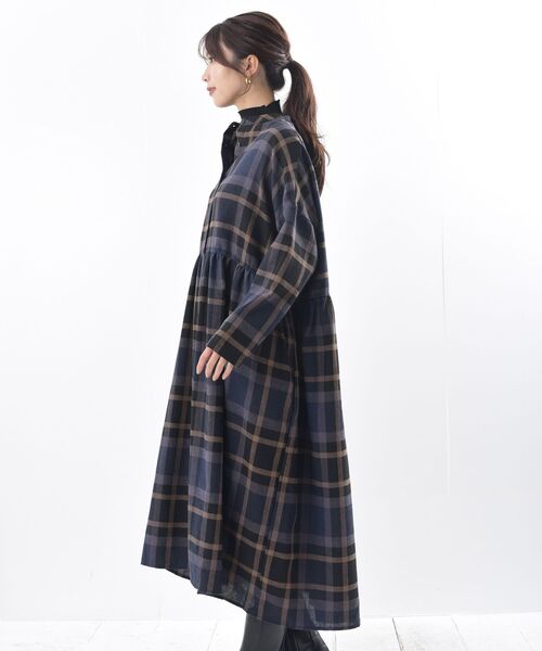 rps（アールピーエス）の「ネル前開きワンピース（ワンピース・レディース・モカ/ネイビー/グリーン/グレー/ブラック・フリー）」の16枚目の写真