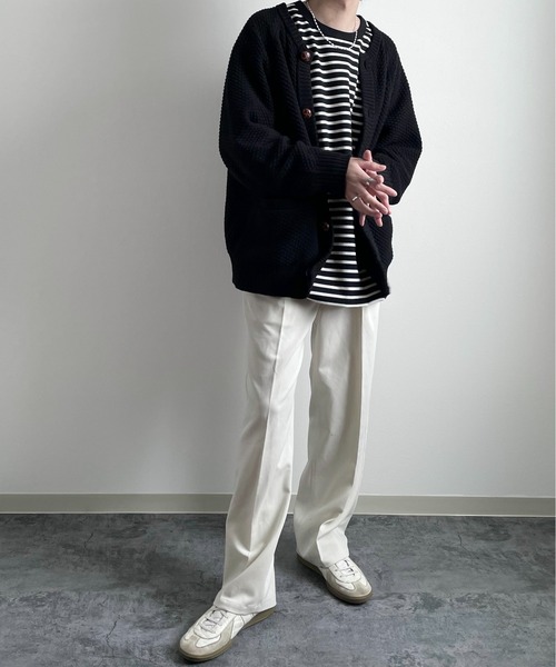 y/m by れぽすけ（イムバイレポスケ）の「ソフトタッチルーズベーシックロンT（Tシャツ/カットソー・メンズ・ブラック/ホワイト/グリーン/ブルー・MEDIUM/LARGE）」の15枚目の写真