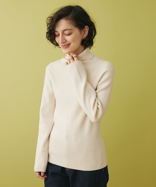 CRAFT STANDARD BOUTIQUE（クラフトスタンダードブティック）の「タートルリブニット（ニット/セーター・レディース・ブルー/ブラック/アイボリー/ピンク/グリーン・M/L）」の2枚目の写真