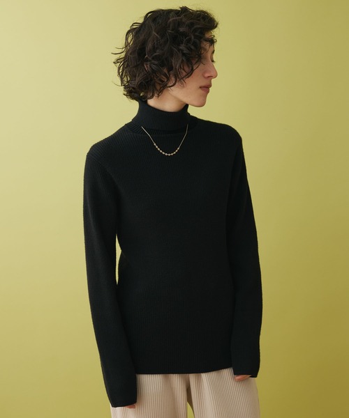 CRAFT STANDARD BOUTIQUE（クラフトスタンダードブティック）の「タートルリブニット（ニット/セーター・レディース・ブルー/ブラック/アイボリー/ピンク/グリーン・M/L）」の3枚目の写真