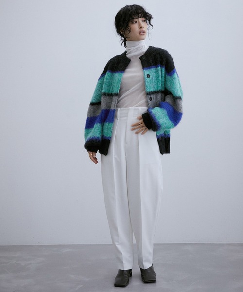 ADAM ET ROPE'（アダムエロペ）の「【ZOZO限定】MIXボーダー2WAYカーディガン（カーディガン/ボレロ・レディース・キナリ/ブラック系その他・FREE）」の20枚目の写真