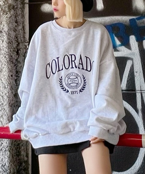 Figments（フィグメンツ）の「【裏起毛】COLORADOスウェット（スウェット・レディース・杢グレー/ネイビー・FREE）」の2枚目の写真