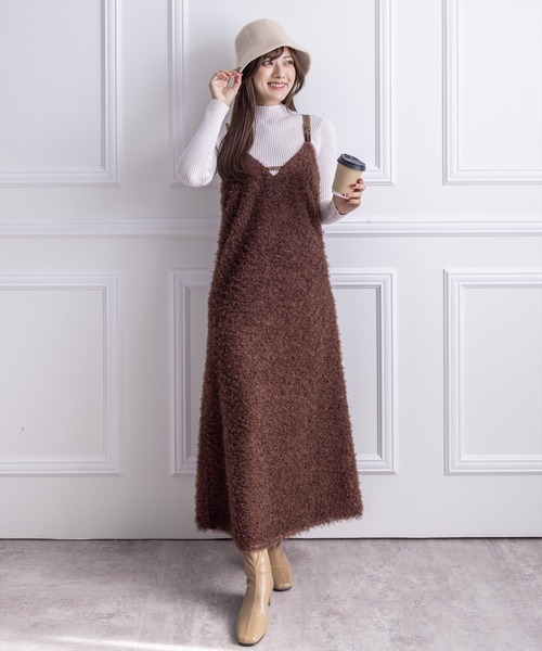 clear（クリア）の「フリンジ素材キャミワンピース（ワンピース・レディース・ベージュ/ブラウン・F）」の17枚目の写真