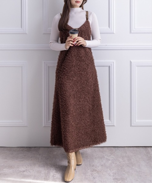 clear（クリア）の「フリンジ素材キャミワンピース（ワンピース・レディース・ベージュ/ブラウン・F）」の6枚目の写真