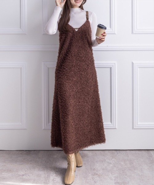 clear（クリア）の「フリンジ素材キャミワンピース（ワンピース・レディース・ベージュ/ブラウン・F）」の7枚目の写真