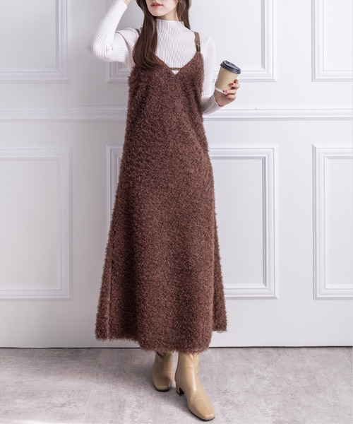 clear（クリア）の「フリンジ素材キャミワンピース（ワンピース・レディース・ベージュ/ブラウン・F）」の8枚目の写真