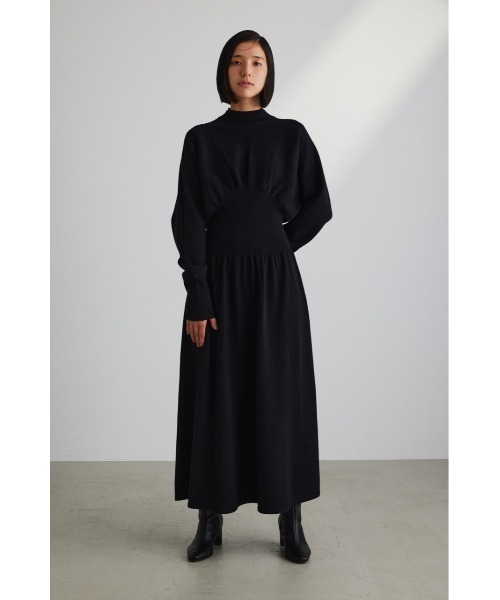STYLEMIXER（スタイルミキサー）の「ウエストギャザーニットワンピース（ワンピース・レディース・ブラウン/ブラック・SMALL/MEDIUM）」の4枚目の写真
