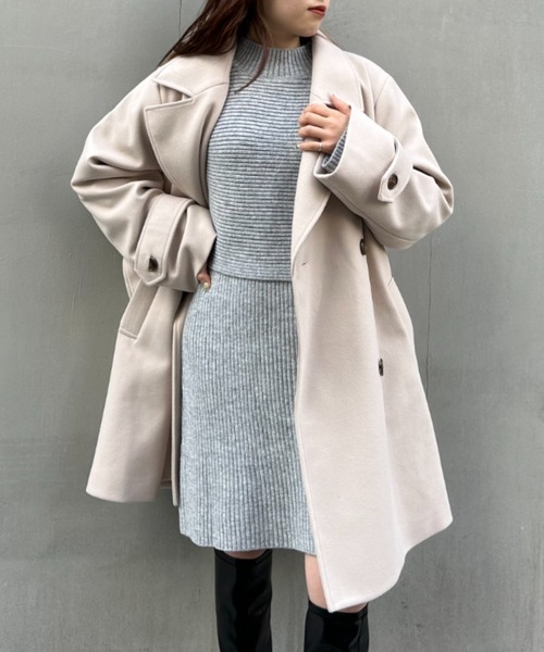 INGNI（イング）の「ミディ丈ダブルコート（その他アウター・レディース・チャコールグレー/アイボリー・M）」の4枚目の写真