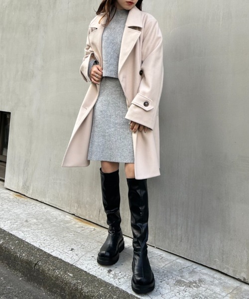 INGNI（イング）の「ミディ丈ダブルコート（その他アウター・レディース・チャコールグレー/アイボリー・M）」の3枚目の写真