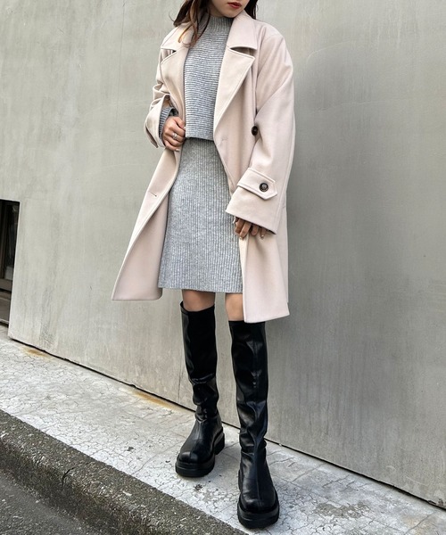 INGNI（イング）の「ミディ丈ダブルコート（その他アウター・レディース・チャコールグレー/アイボリー・M）」の9枚目の写真