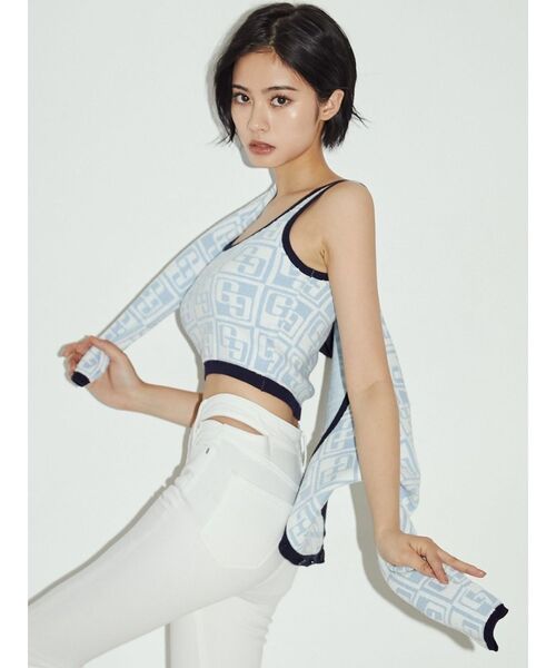 GYDA（ジェイダ）の「GG TILE PATTERN ニットカーディガン（カーディガン/ボレロ・レディース・ライトブルー/ブラック・FREE）」の17枚目の写真