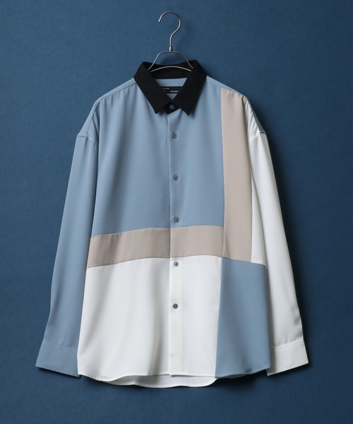 ANPAS(アンパス)の「Natural Stretch Color Switching Design Oversized Shirt/ナチュラルストレッチ 切り替え オーバーサイズ シャツ(シャツ/ブラウス・メンズ・ブラック系その他/ベージュ系その他2/ベージュ系その他/ブラック系その他2/ホワイト系その他/ブルー系その他・M/L)」の6枚目の写真