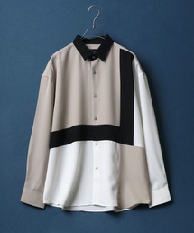Natural Stretch Color Switching Design Oversized Shirt/ナチュラルストレッチ 切り替え オーバーサイズ シャツ