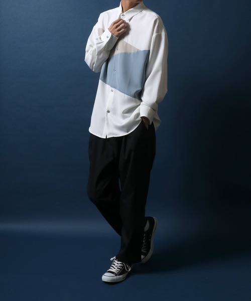 ANPAS(アンパス)の「Natural Stretch Color Switching Design Oversized Shirt/ナチュラルストレッチ 切り替え オーバーサイズ シャツ(シャツ/ブラウス・メンズ・ブラック系その他/ベージュ系その他2/ベージュ系その他/ブラック系その他2/ホワイト系その他/ブルー系その他・M/L)」の18枚目の写真