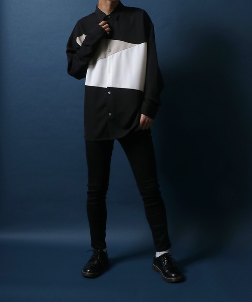 ANPAS(アンパス)の「Natural Stretch Color Switching Design Oversized Shirt/ナチュラルストレッチ 切り替え オーバーサイズ シャツ(シャツ/ブラウス・メンズ・ブラック系その他/ベージュ系その他2/ベージュ系その他/ブラック系その他2/ホワイト系その他/ブルー系その他・M/L)」の20枚目の写真