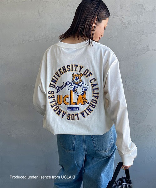 UCLA（ユーシーエルエー）の「[UCLA/ユーシーエルエー] サークルロゴ バック刺繍デザイン ビックシルエットロンT（Tシャツ/カットソー・レディース・ホワイト/グリーン/チャコール・L/M）」の2枚目の写真