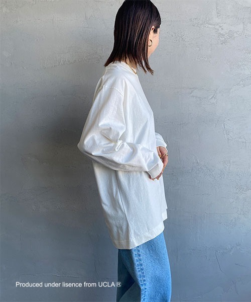 UCLA（ユーシーエルエー）の「[UCLA/ユーシーエルエー] サークルロゴ バック刺繍デザイン ビックシルエットロンT（Tシャツ/カットソー・レディース・ホワイト/グリーン/チャコール・L/M）」の11枚目の写真