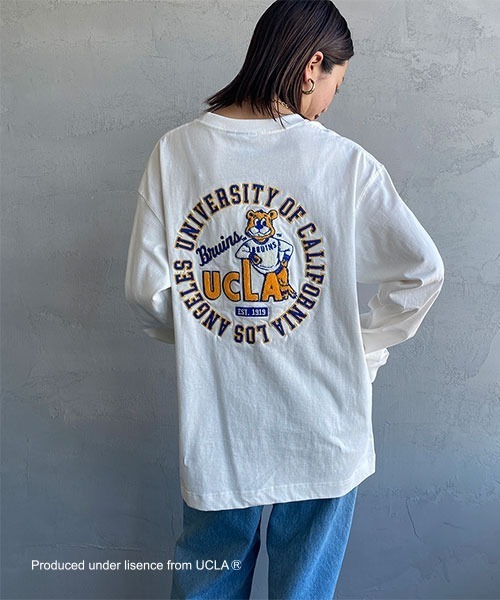 UCLA（ユーシーエルエー）の「[UCLA/ユーシーエルエー] サークルロゴ バック刺繍デザイン ビックシルエットロンT（Tシャツ/カットソー・レディース・ホワイト/グリーン/チャコール・L/M）」の12枚目の写真