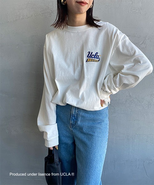 UCLA（ユーシーエルエー）の「[UCLA/ユーシーエルエー] サークルロゴ バック刺繍デザイン ビックシルエットロンT（Tシャツ/カットソー・レディース・ホワイト/グリーン/チャコール・L/M）」の13枚目の写真