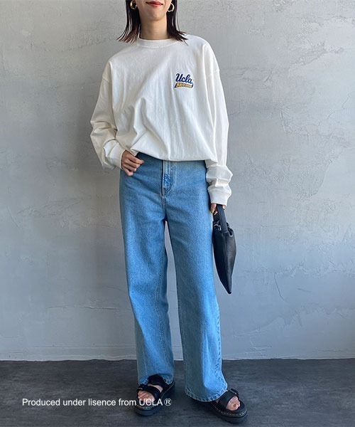 UCLA（ユーシーエルエー）の「[UCLA/ユーシーエルエー] サークルロゴ バック刺繍デザイン ビックシルエットロンT（Tシャツ/カットソー・レディース・ホワイト/グリーン/チャコール・L/M）」の15枚目の写真