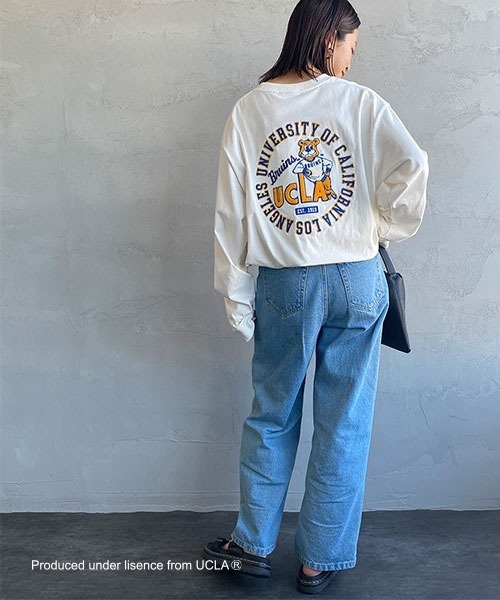 UCLA（ユーシーエルエー）の「[UCLA/ユーシーエルエー] サークルロゴ バック刺繍デザイン ビックシルエットロンT（Tシャツ/カットソー・レディース・ホワイト/グリーン/チャコール・L/M）」の16枚目の写真