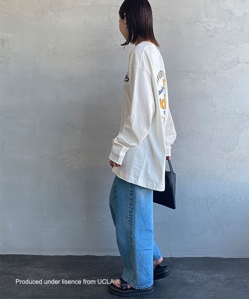 UCLA（ユーシーエルエー）の「[UCLA/ユーシーエルエー] サークルロゴ バック刺繍デザイン ビックシルエットロンT（Tシャツ/カットソー・レディース・ホワイト/グリーン/チャコール・L/M）」の21枚目の写真