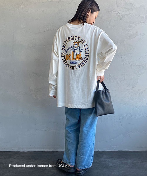 UCLA（ユーシーエルエー）の「[UCLA/ユーシーエルエー] サークルロゴ バック刺繍デザイン ビックシルエットロンT（Tシャツ/カットソー・レディース・ホワイト/グリーン/チャコール・L/M）」の22枚目の写真