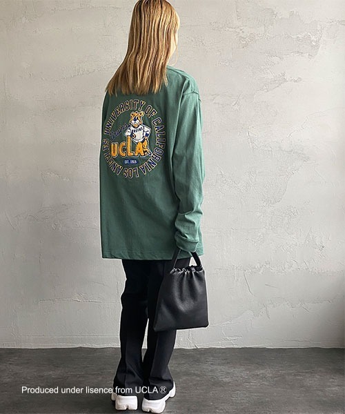 UCLA（ユーシーエルエー）の「[UCLA/ユーシーエルエー] サークルロゴ バック刺繍デザイン ビックシルエットロンT（Tシャツ/カットソー・レディース・ホワイト/グリーン/チャコール・L/M）」の8枚目の写真