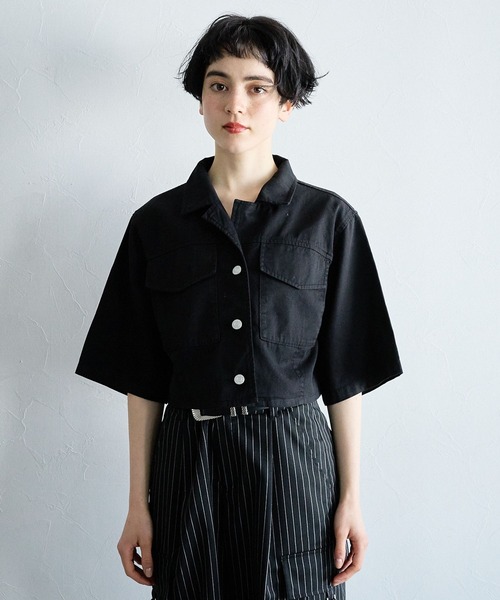 PAGEBOY(ページボーイ)の「ライトオンスデニムショートシャツ(シャツ/ブラウス・レディース・ブラック/ライトブルー/グリーン・FREE)」の18枚目の写真