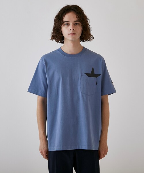 tk.TAKEO KIKUCHI（ティーケータケオキクチ）の「スタープリント半袖Tシャツ（Tシャツ/カットソー・メンズ・ホワイト/ダークグリーン/ネイビー/ブラック/ブルー・03/01/04/02）」の7枚目の写真