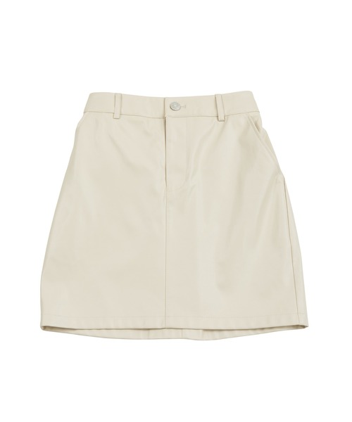 PUNYUS（プニュズ）の「合皮ミニスカート（スカート・レディース・ダークベージュ/オフホワイト/ブラック・1/2/3/4）」の8枚目の写真