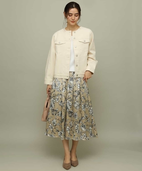 a.v.v（アーヴェヴェ）の「ノーカラーGジャン（デニムジャケット・レディース・ネイビー/アイボリー・40/36/38/34/42）」の11枚目の写真