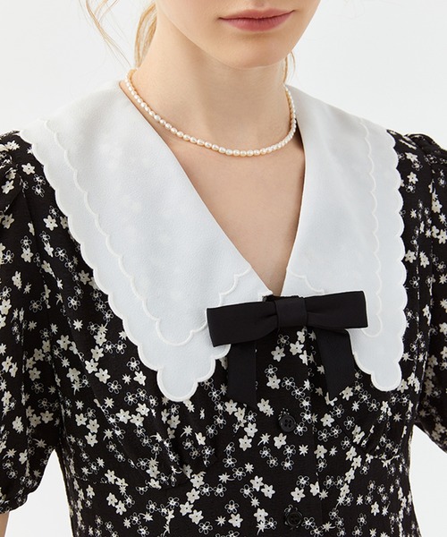 ロング丈 パフスリーブフラワーワンピース FX23L032【Fano Studios