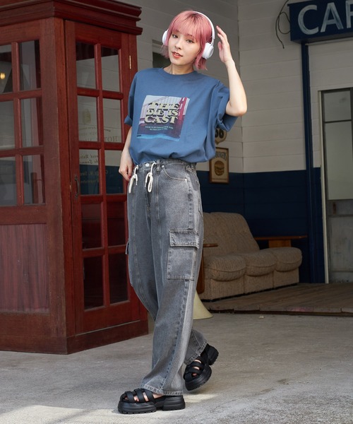 PBLIM（ページボーイリム）の「PAGEBOYLIM/デニムカーゴパンツ（デニムパンツ・レディース・ブラック/ブルー・MEDIUM/LARGE）」の3枚目の写真