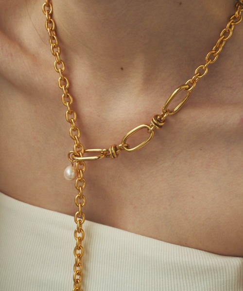 loni（ロニ）の「Link chain pearl necklace/マルチウェイ
