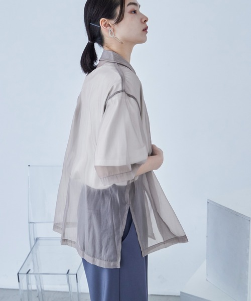 Fashion Letter（ファッションレター）の「オーガンジー 半袖ジャケット（テーラードジャケット・レディース・グリーン/グレー/ブラック・M）」の13枚目の写真