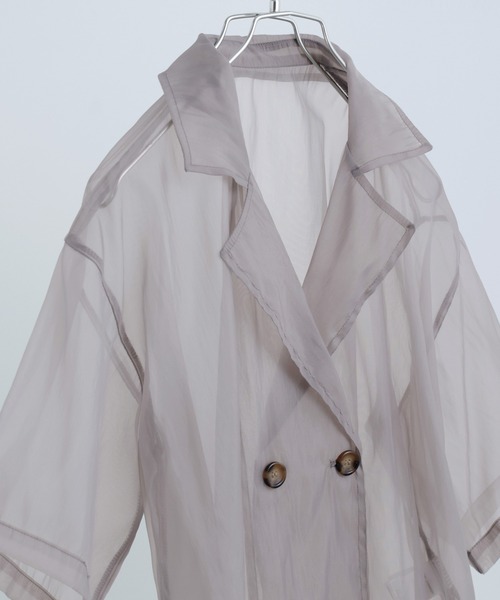 Fashion Letter（ファッションレター）の「オーガンジー 半袖ジャケット（テーラードジャケット・レディース・グリーン/グレー/ブラック・M）」の7枚目の写真