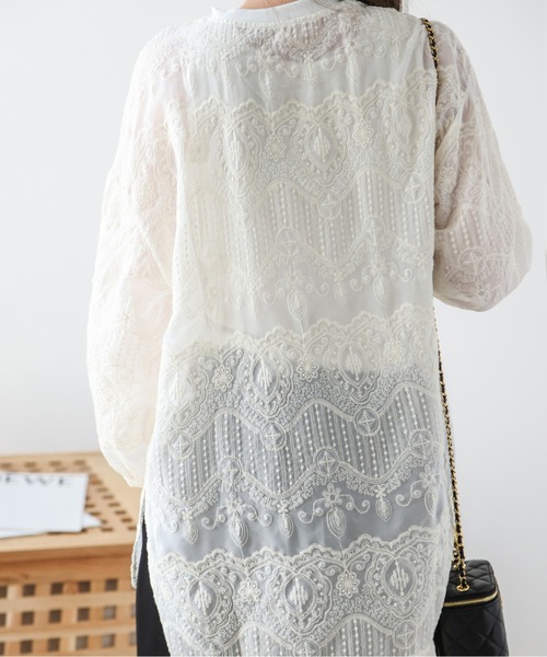 AMELY(エミリー)の「刺繍シフォンブラウス(シャツ/ブラウス・レディース・アイボリー/ブラック・フリー)」の5枚目の写真