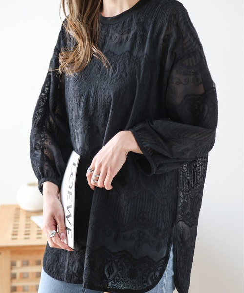 AMELY(エミリー)の「刺繍シフォンブラウス(シャツ/ブラウス・レディース・アイボリー/ブラック・フリー)」の15枚目の写真