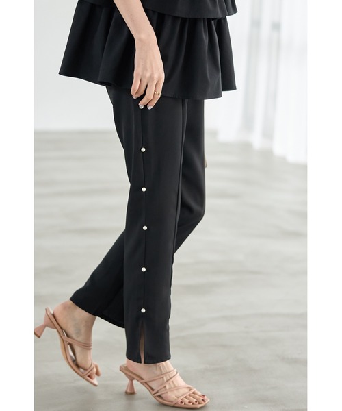 &. NOSTALGIA（アンドドットノスタルジア）の「サイドパールスリットパンツ（その他パンツ・レディース・ブラック/サックスブルー・FREE）」の2枚目の写真