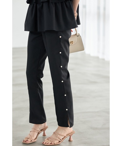 &. NOSTALGIA（アンドドットノスタルジア）の「サイドパールスリットパンツ（その他パンツ・レディース・ブラック/サックスブルー・FREE）」の16枚目の写真